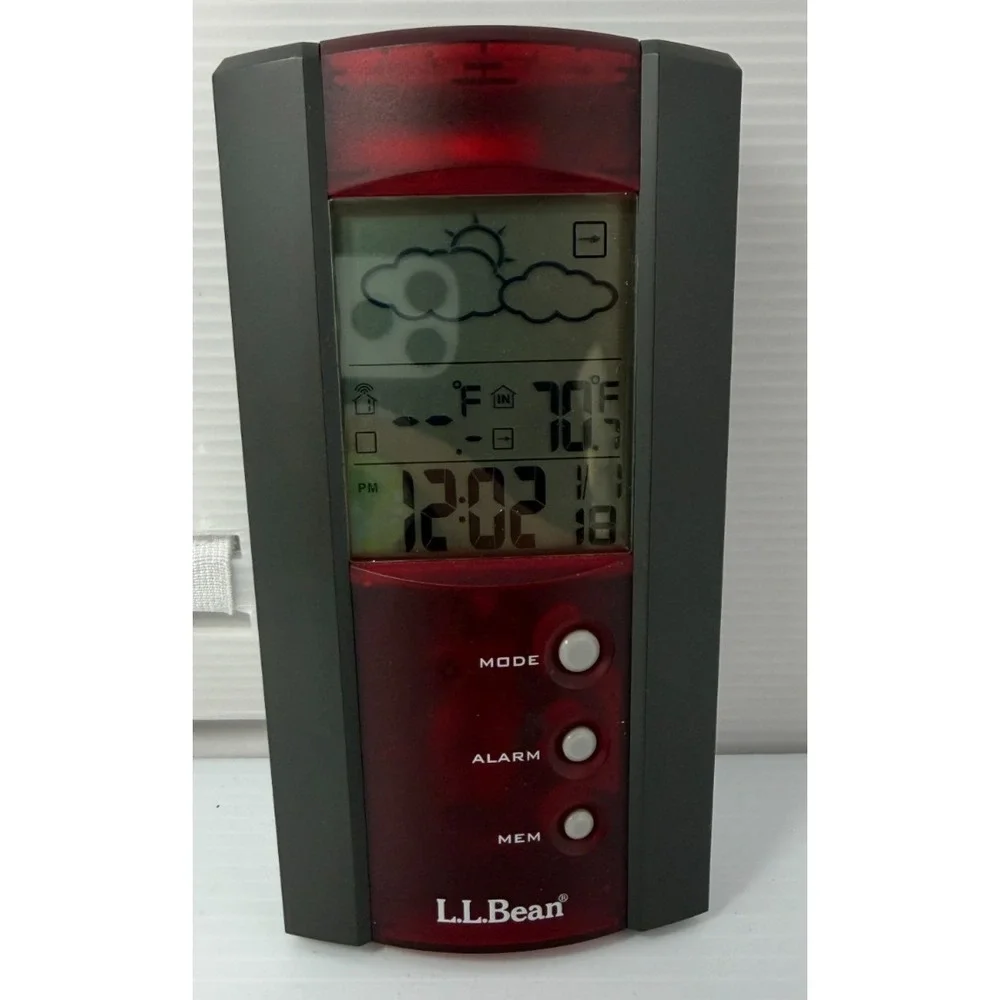 L.L Bean Weather Station Alarm Red Model : 0fhf4 Tested Working Complete
